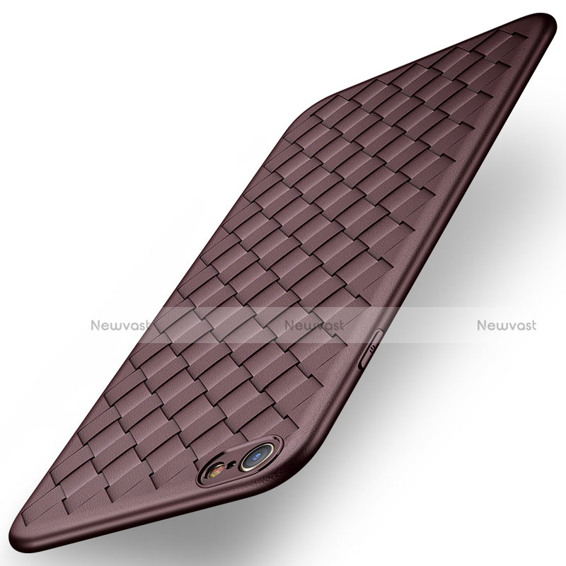 Soft Silicone Gel Leather Snap On Case W02 for Apple iPhone 6S Plus Brown