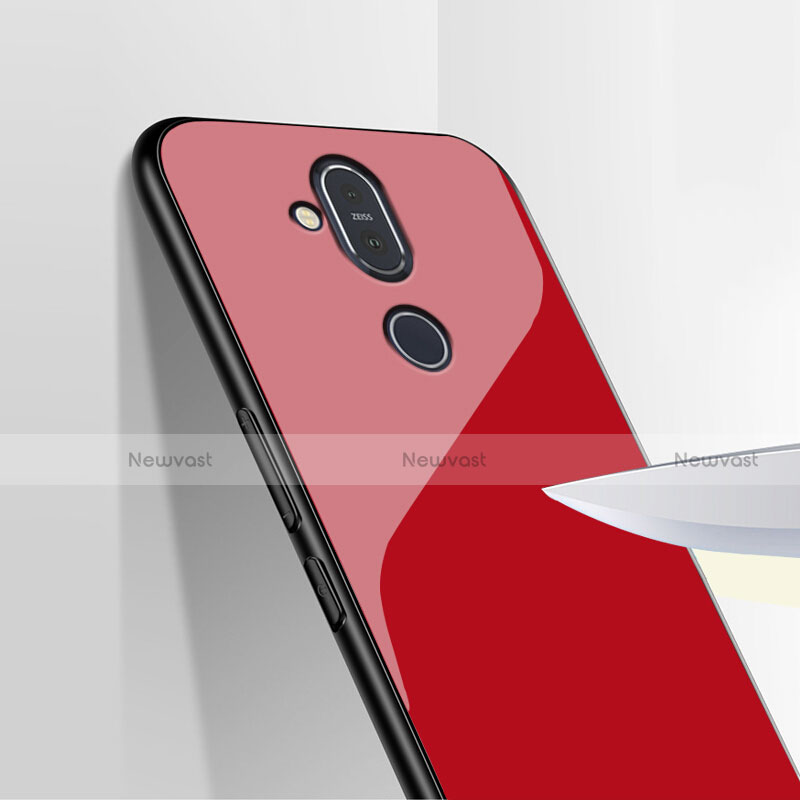 Soft Silicone Gel Mirror Case for Nokia 7.1 Plus Red