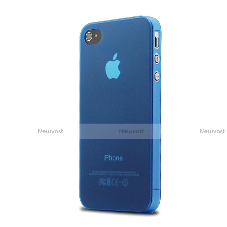 Soft Silicone Gel Transparent Matte Finish Case for Apple iPhone 4 Blue