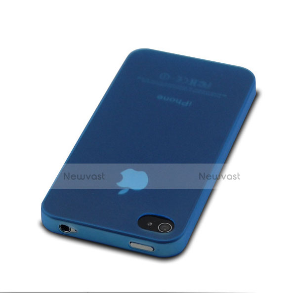 Soft Silicone Gel Transparent Matte Finish Case for Apple iPhone 4 Blue