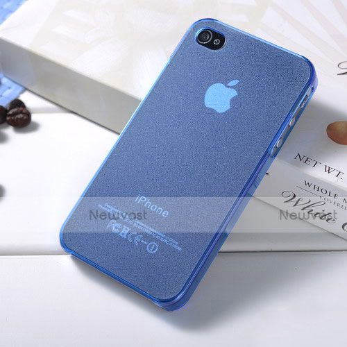 Soft Silicone Gel Transparent Matte Finish Case for Apple iPhone 4 Blue