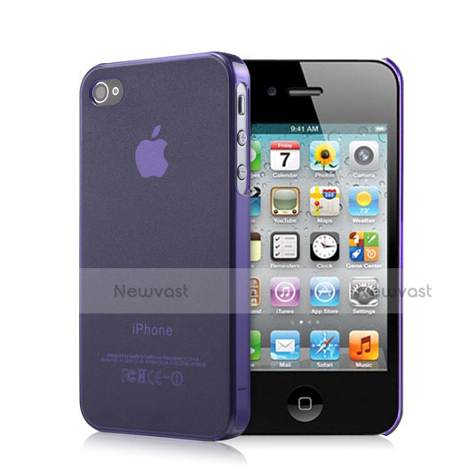 Soft Silicone Gel Transparent Matte Finish Case for Apple iPhone 4 Purple