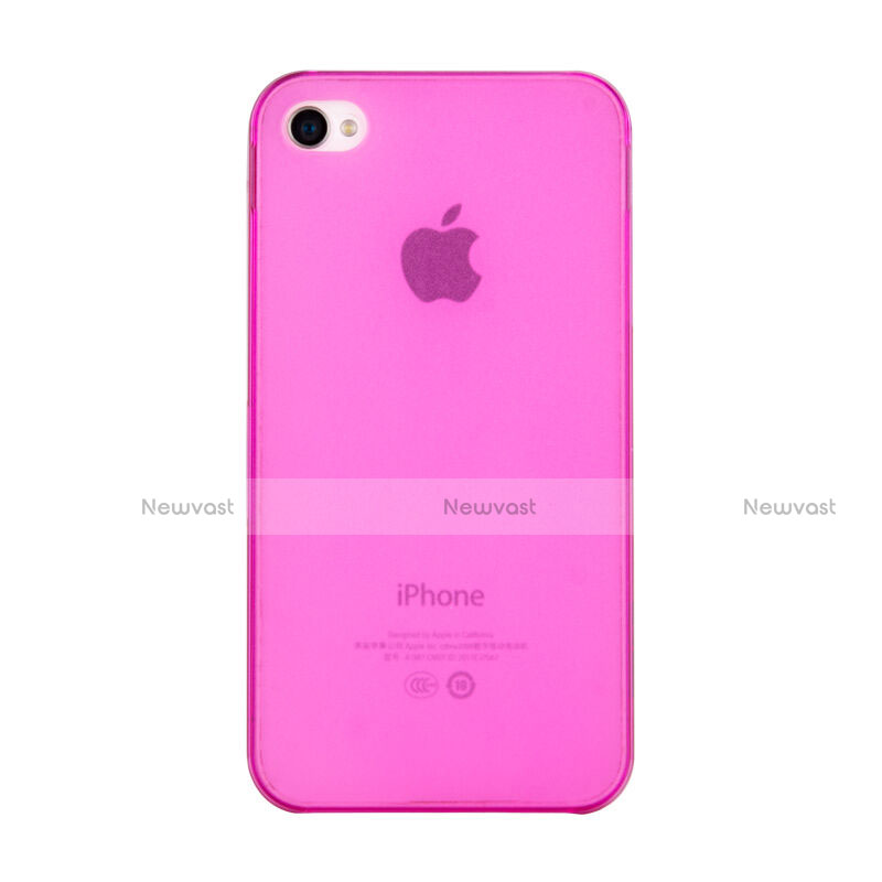 Soft Silicone Gel Transparent Matte Finish Cover for Apple iPhone 4 Pink