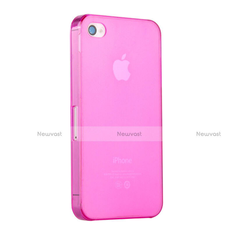 Soft Silicone Gel Transparent Matte Finish Cover for Apple iPhone 4 Pink