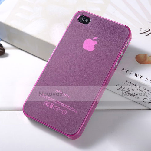 Soft Silicone Gel Transparent Matte Finish Cover for Apple iPhone 4 Pink