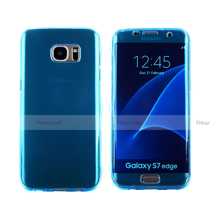 Soft Transparent Flip Case Cover for Samsung Galaxy S7 Edge G935F Blue