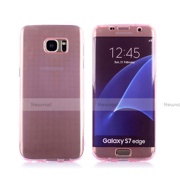 Soft Transparent Flip Case Cover for Samsung Galaxy S7 Edge G935F Pink