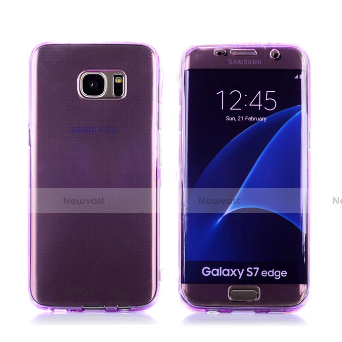 Soft Transparent Flip Case Cover for Samsung Galaxy S7 Edge G935F Purple