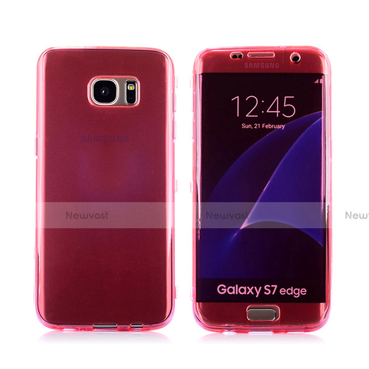 Soft Transparent Flip Case Cover for Samsung Galaxy S7 Edge G935F Red
