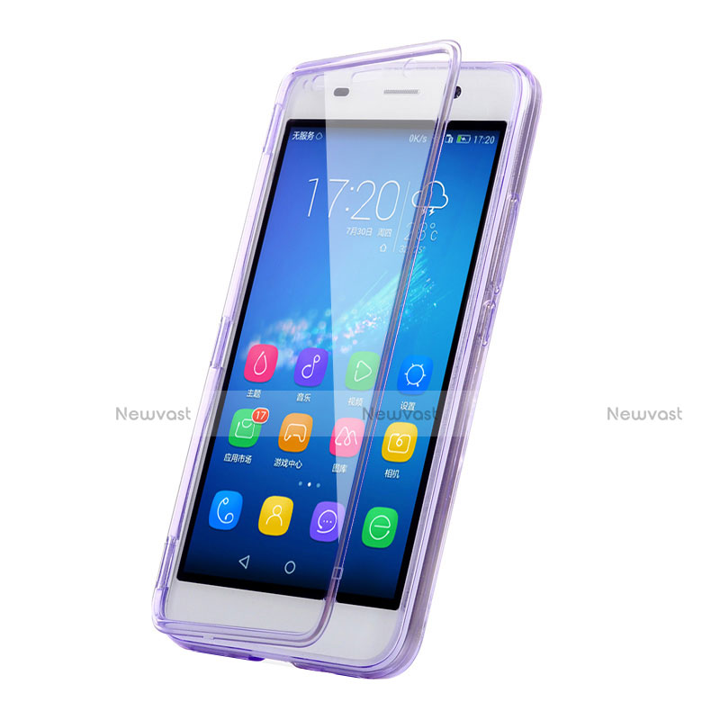 Soft Transparent Flip Case for Huawei Honor 4A Purple