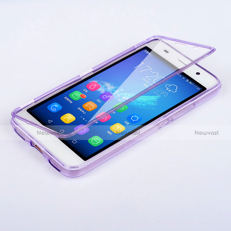 Soft Transparent Flip Case for Huawei Honor 4A Purple