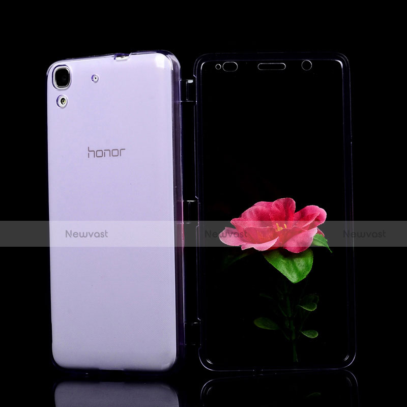 Soft Transparent Flip Case for Huawei Honor 4A Purple