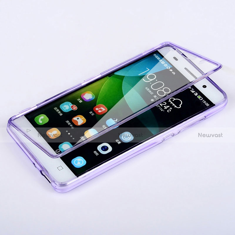 Soft Transparent Flip Case for Huawei Honor 4C Purple