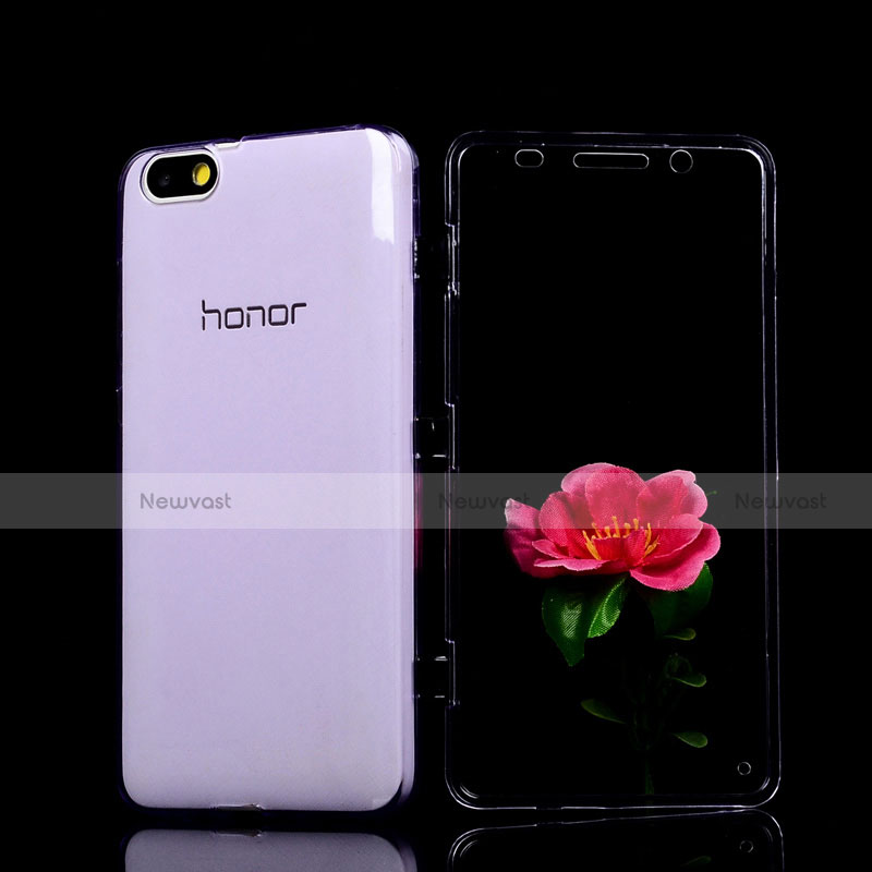 Soft Transparent Flip Case for Huawei Honor 4X Purple