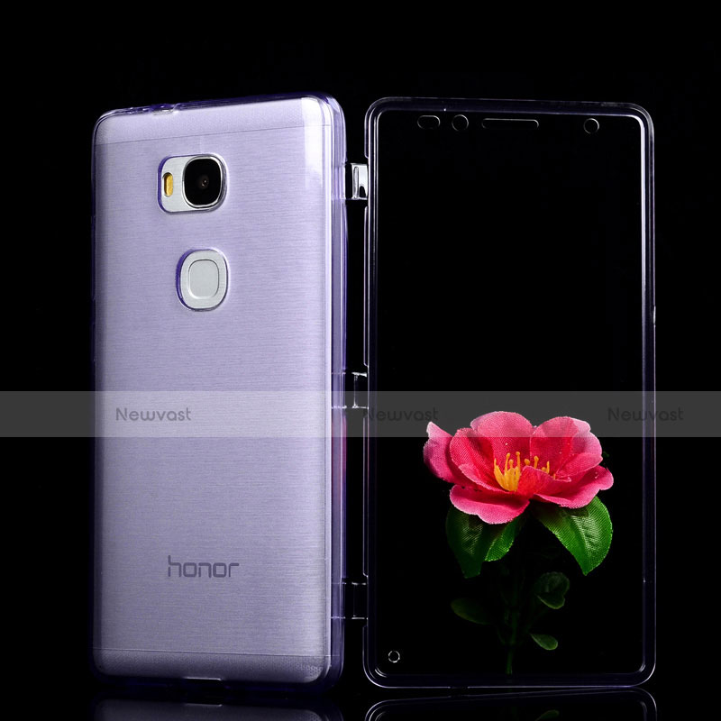 Soft Transparent Flip Case for Huawei Honor 5X Purple