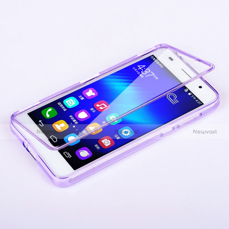 Soft Transparent Flip Case for Huawei Honor 6 Purple