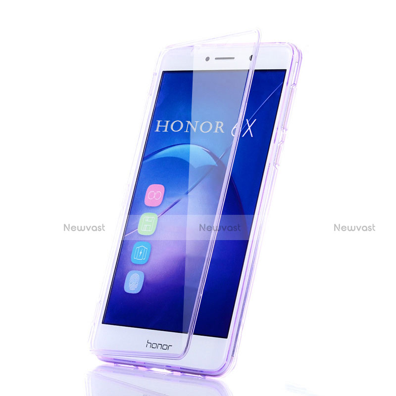 Soft Transparent Flip Case for Huawei Honor 6X Pro Purple