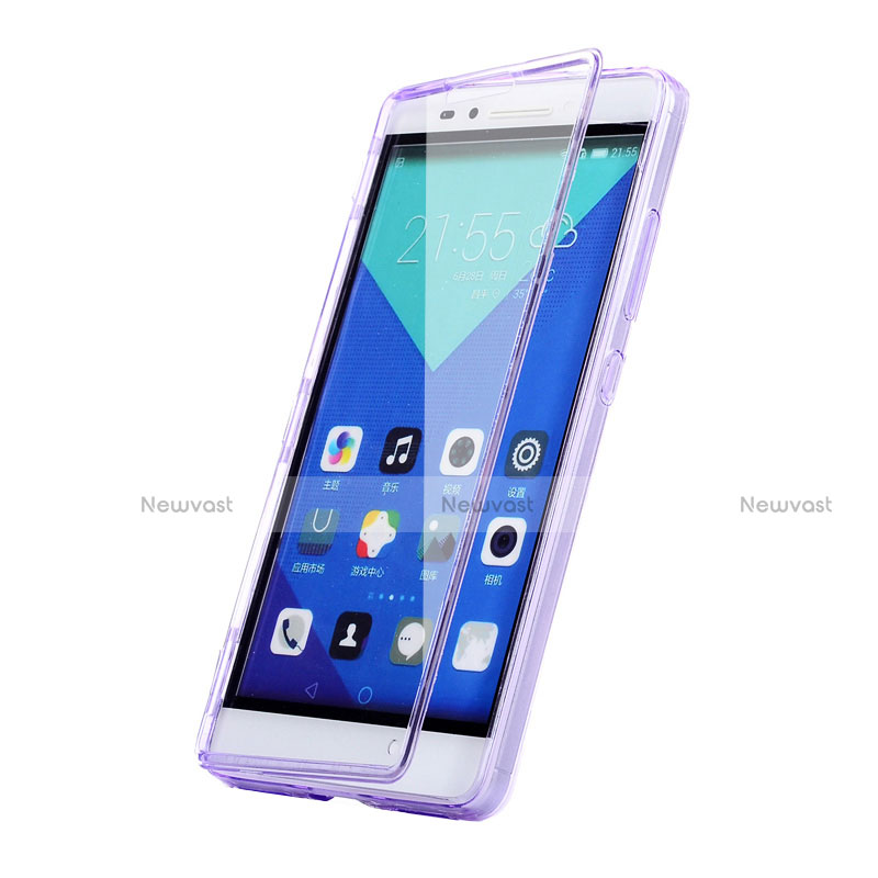 Soft Transparent Flip Case for Huawei Honor 7 Dual SIM Purple