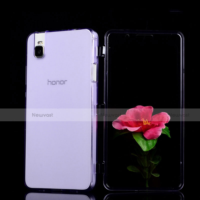 Soft Transparent Flip Case for Huawei Honor 7i shot X Purple