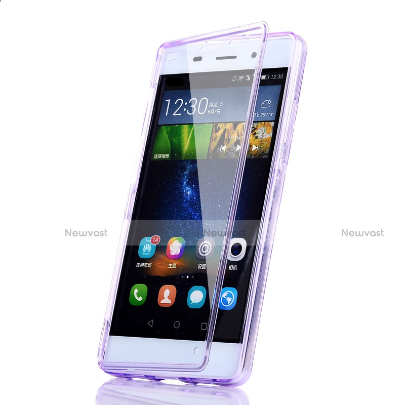 Soft Transparent Flip Case for Huawei P8 Lite Purple