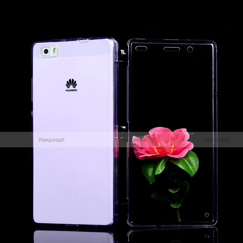 Soft Transparent Flip Case for Huawei P8 Lite Purple