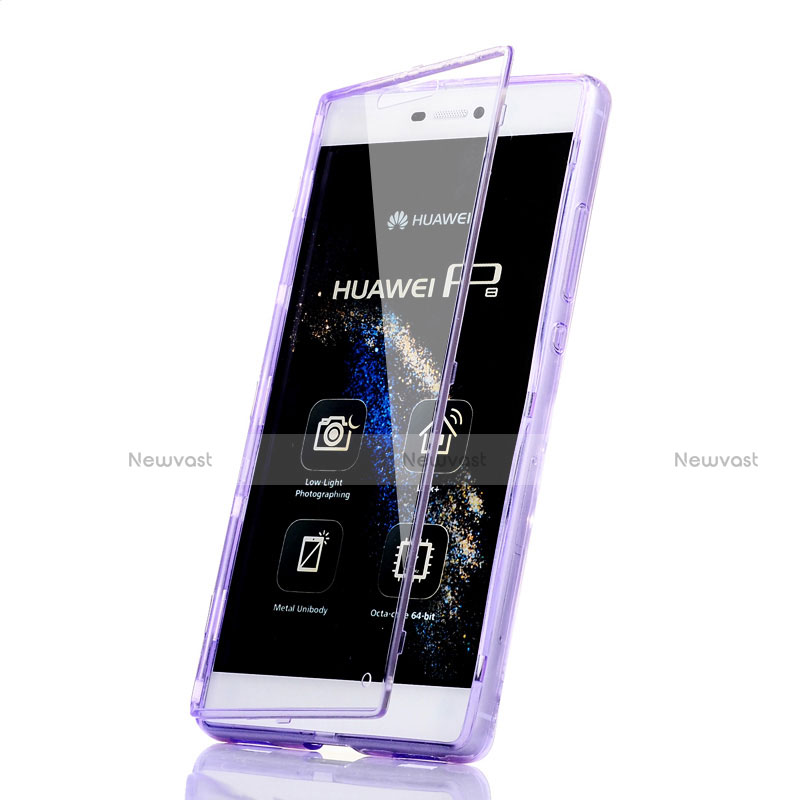 Soft Transparent Flip Case for Huawei P8 Purple