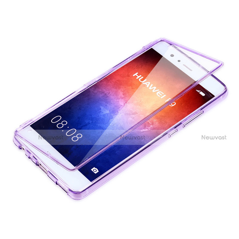 Soft Transparent Flip Case for Huawei P9 Plus Purple