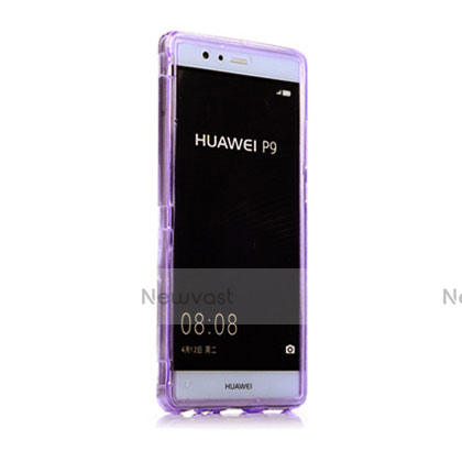 Soft Transparent Flip Case for Huawei P9 Plus Purple