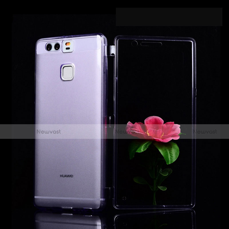 Soft Transparent Flip Case for Huawei P9 Plus Purple