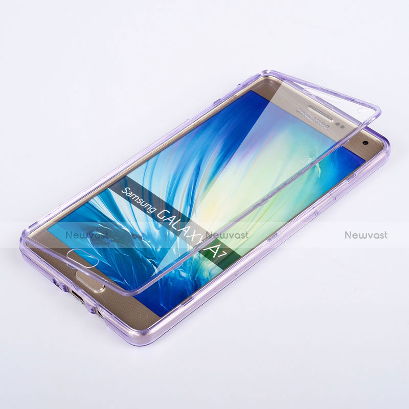 Soft Transparent Flip Case for Samsung Galaxy A7 Duos SM-A700F A700FD Purple