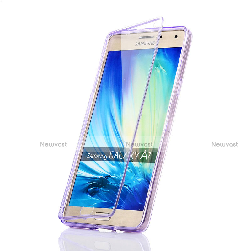 Soft Transparent Flip Case for Samsung Galaxy A7 Duos SM-A700F A700FD Purple