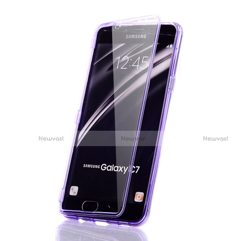 Soft Transparent Flip Case for Samsung Galaxy C5 SM-C5000 Purple