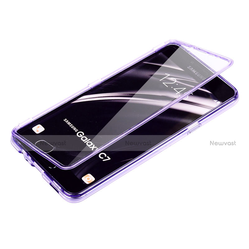 Soft Transparent Flip Case for Samsung Galaxy C7 SM-C7000 Purple