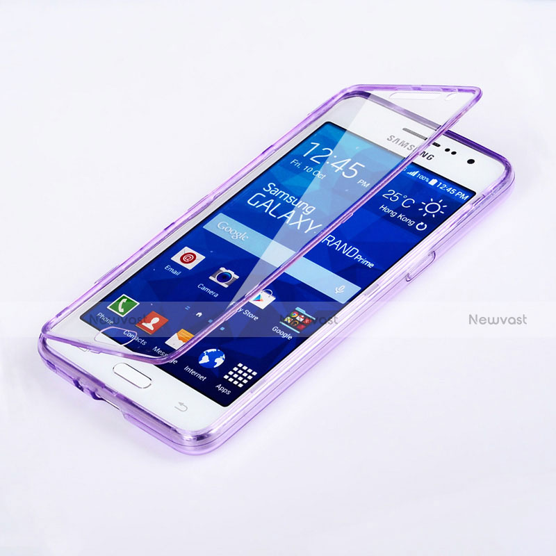 Soft Transparent Flip Case for Samsung Galaxy Grand Prime SM-G530H Purple