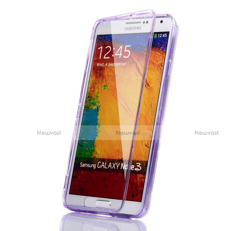 Soft Transparent Flip Case for Samsung Galaxy Note 3 N9000 Purple