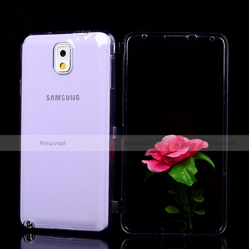 Soft Transparent Flip Case for Samsung Galaxy Note 3 N9000 Purple