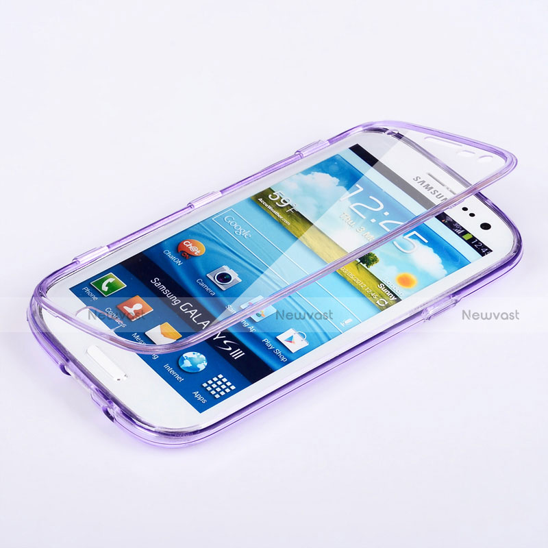 Soft Transparent Flip Case for Samsung Galaxy S3 4G i9305 Purple