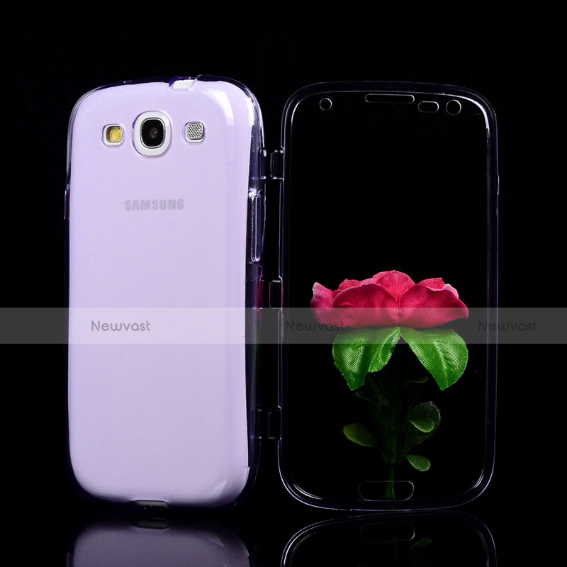 Soft Transparent Flip Case for Samsung Galaxy S3 III LTE 4G Purple