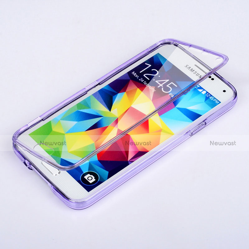 Soft Transparent Flip Case for Samsung Galaxy S5 G900F G903F Purple