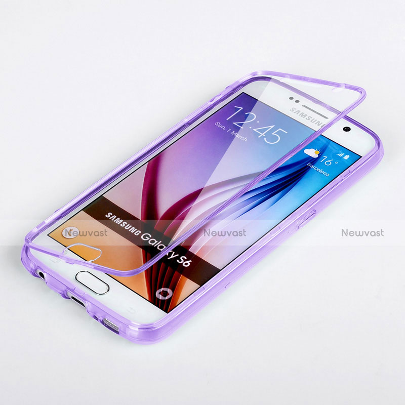 Soft Transparent Flip Case for Samsung Galaxy S6 Duos SM-G920F G9200 Purple