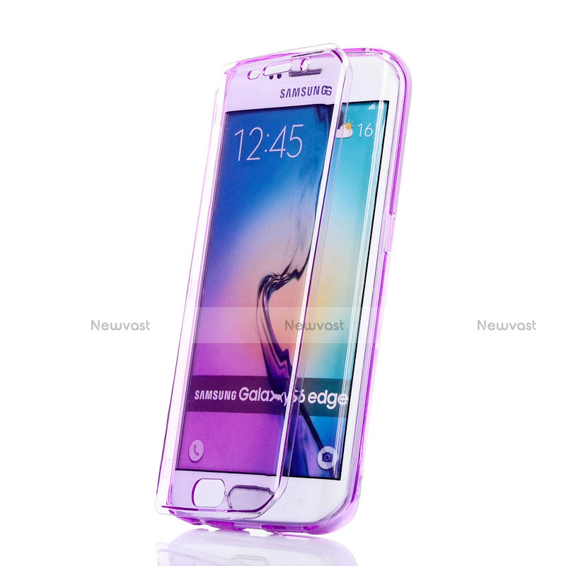 Soft Transparent Flip Case for Samsung Galaxy S6 Edge SM-G925 Purple