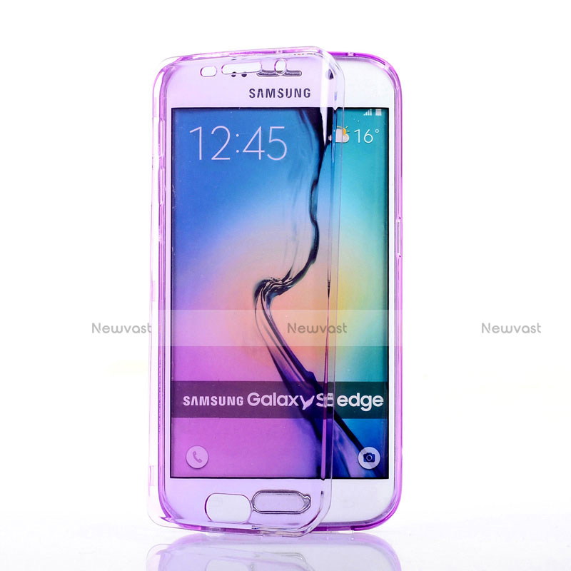 Soft Transparent Flip Case for Samsung Galaxy S6 Edge SM-G925 Purple