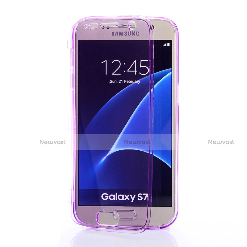 Soft Transparent Flip Case for Samsung Galaxy S7 G930F G930FD Purple