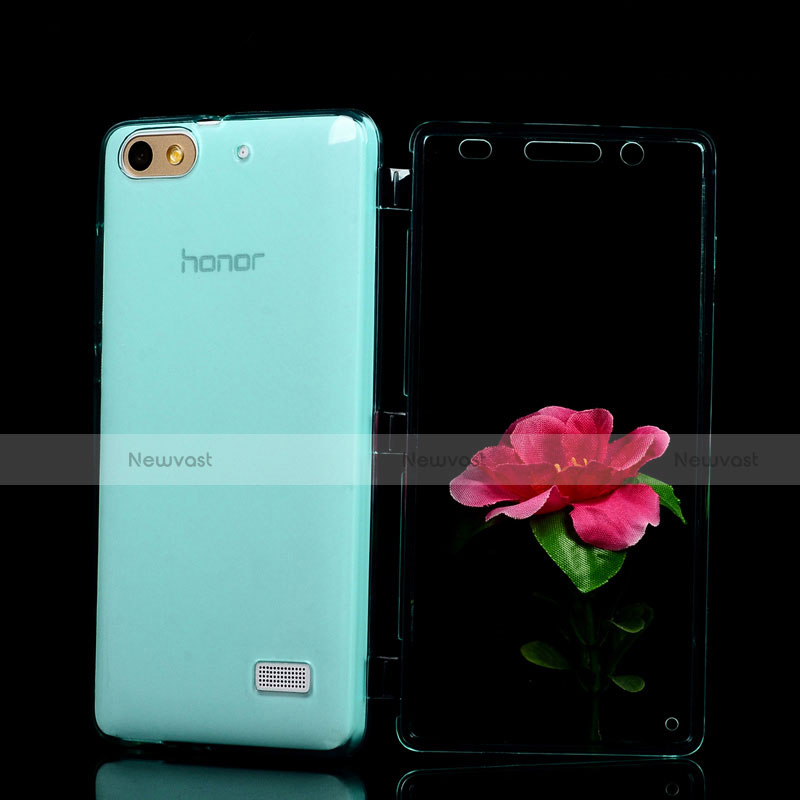 Soft Transparent Flip Cover for Huawei G Play Mini Sky Blue