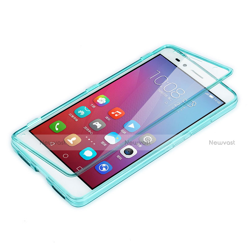 Soft Transparent Flip Cover for Huawei Honor 5X Sky Blue