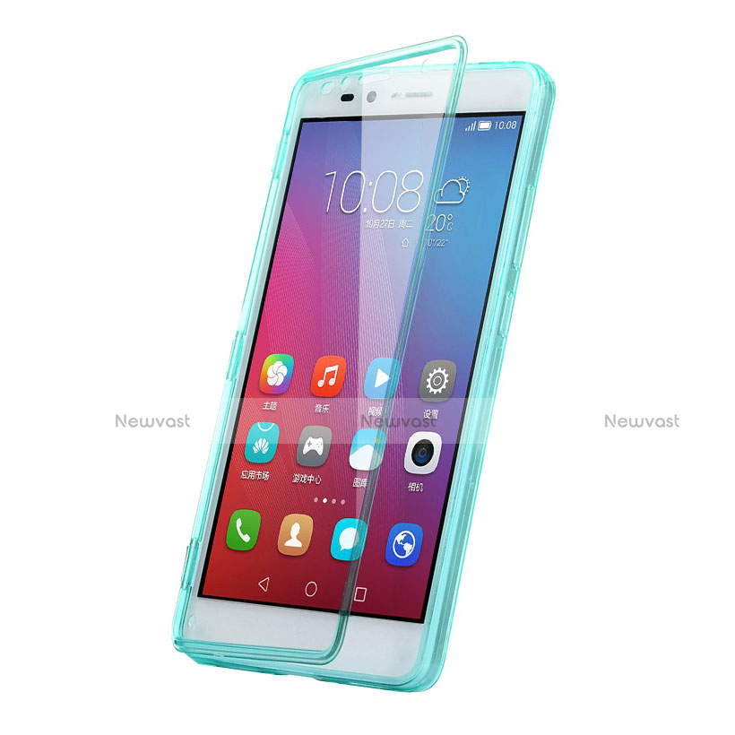 Soft Transparent Flip Cover for Huawei Honor 5X Sky Blue