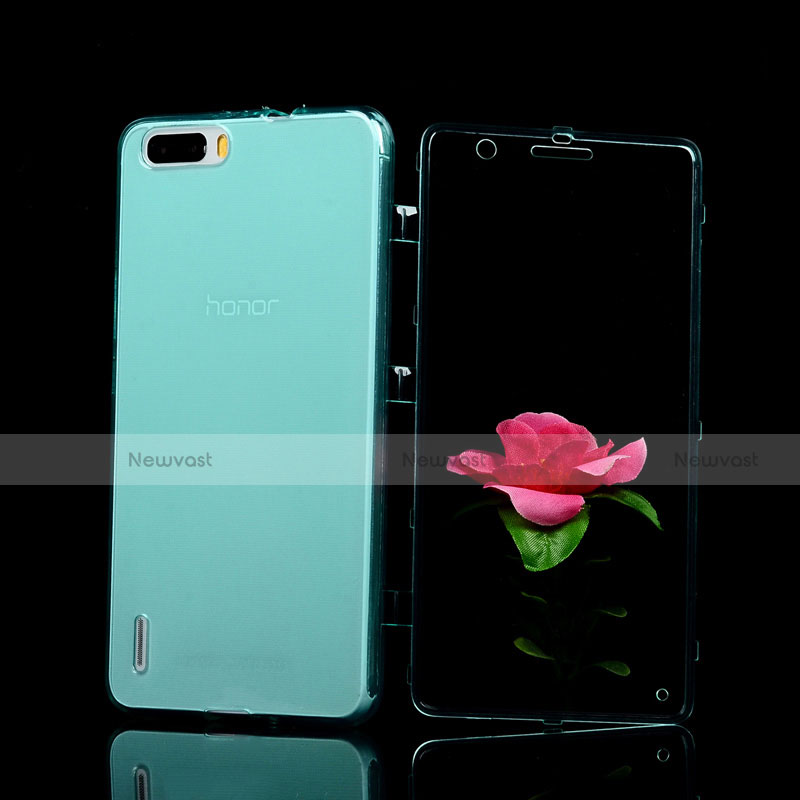 Soft Transparent Flip Cover for Huawei Honor 6 Plus Sky Blue