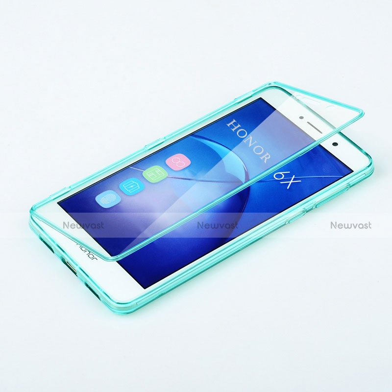 Soft Transparent Flip Cover for Huawei Honor 6X Pro Sky Blue