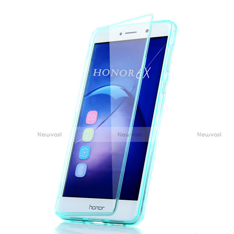 Soft Transparent Flip Cover for Huawei Honor 6X Pro Sky Blue