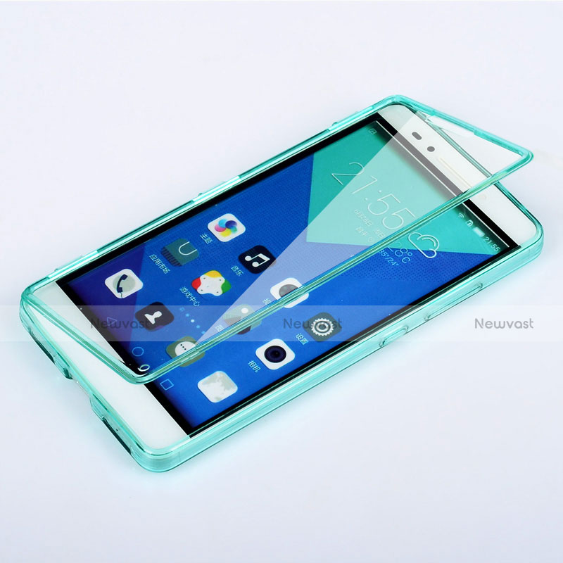 Soft Transparent Flip Cover for Huawei Honor 7 Dual SIM Sky Blue